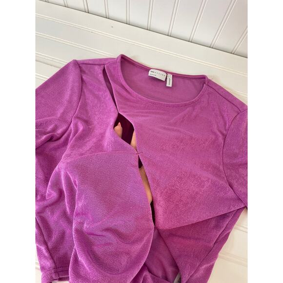 ASOS & URBAN OUTFITTERS Pink Cut Out Crop Top and Button Jean Skort Bundle Sz 10 - Picture 5 of 12